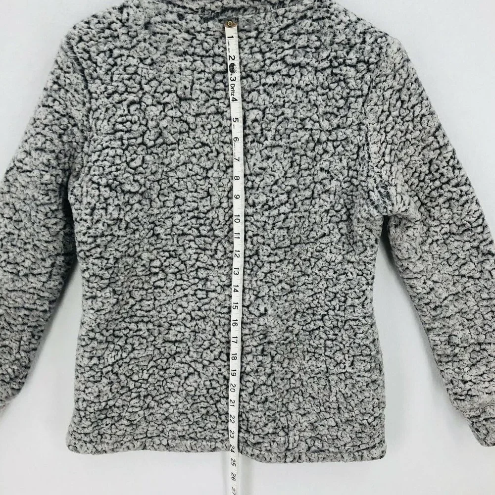 Weatherproof Vintage Womens Small Gray Faux Sherpa Fleece 1/4 Zip Pullover Lined - Picture 9 of 12